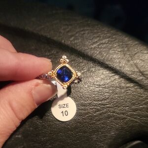 The Aphridite Ring, Stone Is Sapphrire Cubic Zirconia Women's Ring Size 10